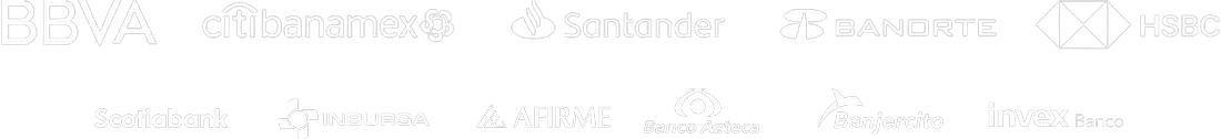 Bancos participantes: BBVA, Citibanamex, Santander, Banorte, HSBC, Scotiabank, Inbursa, Afirme, Banco Azteca, Banjército e Invex.